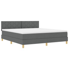 vidaXL Letto Box Spring con Materasso & LED Grigio Scuro 180x200 cm Tessuto