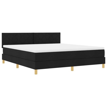 vidaXL Letto Box Spring con Materasso e LED Nero 180x200 cm Tessuto