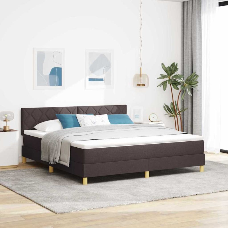 vidaXL Letto Box Spring con Materasso & LED Marrone Scuro 180x200 cm Tessuto