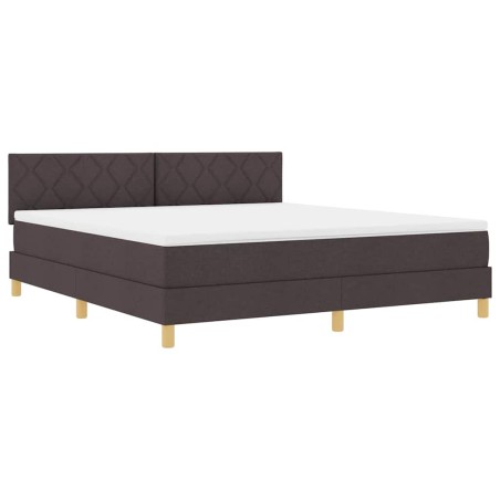 vidaXL Letto Box Spring con Materasso & LED Marrone Scuro 180x200 cm Tessuto