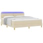 vidaXL Letto box spring con materasso e LED crema 180x200 cm tessuto