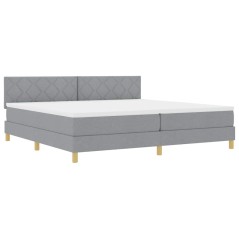 vidaXL Letto a Box Spring con Materasso e LED Grigio Chiaro 200x200 cm Tessuto