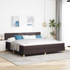 vidaXL Letto con rete e materasso & LED Marrone Scuro 200x200 cm Tessuto