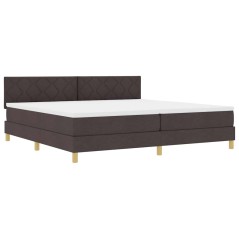 vidaXL Letto con rete e materasso & LED Marrone Scuro 200x200 cm Tessuto