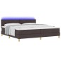 vidaXL Letto con rete e materasso & LED Marrone Scuro 200x200 cm Tessuto