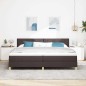 vidaXL Letto con rete e materasso & LED Marrone Scuro 200x200 cm Tessuto