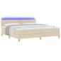 vidaXL Letto a Box Spring con Materasso & LED Panna 200x200 cm Tessuto