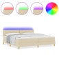 vidaXL Letto a Box Spring con Materasso & LED Panna 200x200 cm Tessuto
