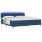 vidaXL Letto a Porta Reale con Materasso & LED Blu 200x200 cm Tessuto vidaXL Letto a Porta Reale con Materasso & LED Blu 200x200 cm Tessuto