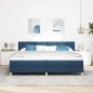 vidaXL Letto a Porta Reale con Materasso & LED Blu 200x200 cm Tessuto vidaXL Letto a Porta Reale con Materasso & LED Blu 200x200 cm Tessuto