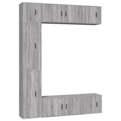 Set di Mobili Porta TV 7 pz Grigio Sonoma in Legno Multistrato
