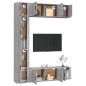 Set di Mobili Porta TV 7 pz Grigio Sonoma in Legno Multistrato Set di Mobili Porta TV 7 pz Grigio Sonoma in Legno Multistrato