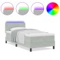 vidaXL Letto con Rete a Molla e Materasso & Luce LED Grigio Chiaro 90x190 cm Velluto vidaXL Letto con Rete a Molla e Materasso & Luce LED Grigio Chiaro 90x190 cm Velluto
