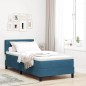 Letto Box Spring vidaXL con Materasso e LED Blu Scuro 90x190 cm Velluto