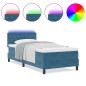 Letto Box Spring vidaXL con Materasso e LED Blu Scuro 90x190 cm Velluto