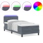 vidaXL Letto Box Spring con Materasso e LED Grigio Scuro 90x200 cm Velluto vidaXL Letto Box Spring con Materasso e LED Grigio Scuro 90x200 cm Velluto