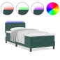 vidaXL Letto Box Spring con Materasso e LED Verde Scuro 90x200 cm Velluto vidaXL Letto Box Spring con Materasso e LED Verde Scuro 90x200 cm Velluto