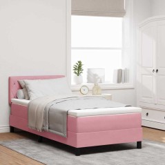 Letto Box Spring vidaXL con Materasso e LED Rosa 90x200 cm Velluto
