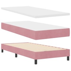 Letto Box Spring vidaXL con Materasso e LED Rosa 90x200 cm Velluto