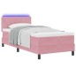 Letto Box Spring vidaXL con Materasso e LED Rosa 90x200 cm Velluto Letto Box Spring vidaXL con Materasso e LED Rosa 90x200 cm Velluto