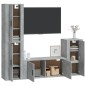 Set di Mobili Porta TV 4 pz Grigio Cemento in Legno Multistrato Set di Mobili Porta TV 4 pz Grigio Cemento in Legno Multistrato