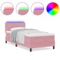 Letto Box Spring vidaXL con Materasso e LED Rosa 90x200 cm Velluto Letto Box Spring vidaXL con Materasso e LED Rosa 90x200 cm Velluto