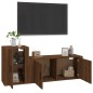 Set Mobili Porta TV 2 pz Rovere Marrone in Legno Multistrato Set Mobili Porta TV 2 pz Rovere Marrone in Legno Multistrato