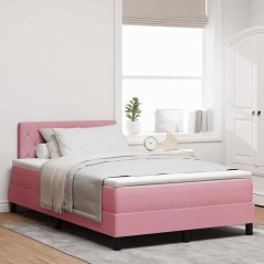 vidaXL Letto con Rete a Molle e Materasso & LED Rosa 120x190 cm Velluto