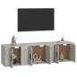 Set di Mobili Porta TV 3 pz Grigio Cemento in Legno Multistrato Set di Mobili Porta TV 3 pz Grigio Cemento in Legno Multistrato
