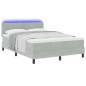 vidaXL Letto Box Spring con Materasso e Luce LED Grigio Chiaro 140x190 cm Velluto