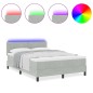 vidaXL Letto Box Spring con Materasso e Luce LED Grigio Chiaro 140x190 cm Velluto