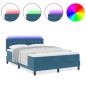 vidaXL Letto Box Spring con Materasso e LED Blu Scuro 140x190 cm Velluto vidaXL Letto Box Spring con Materasso e LED Blu Scuro 140x190 cm Velluto
