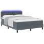vidaXL Letto a Box con Materasso e LED Grigio Scuro 160x200 cm Velluto