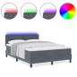 vidaXL Letto a Box con Materasso e LED Grigio Scuro 160x200 cm Velluto