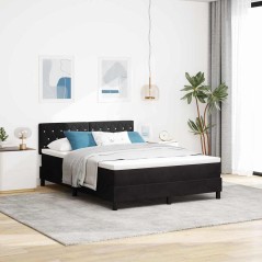 Letto a box spring vidaXL con materasso e LED Nero 160x200 cm Velluto