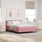 Letto Box Spring con Materasso e LED Rosa 160x200 cm in Velluto Letto Box Spring con Materasso e LED Rosa 160x200 cm in Velluto