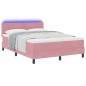 Letto Box Spring con Materasso e LED Rosa 160x200 cm in Velluto Letto Box Spring con Materasso e LED Rosa 160x200 cm in Velluto