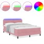 Letto Box Spring con Materasso e LED Rosa 160x200 cm in Velluto Letto Box Spring con Materasso e LED Rosa 160x200 cm in Velluto