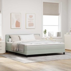 Letto Box Spring con Materasso e Luce LED Grigio Chiaro 180x200 cm Velluto