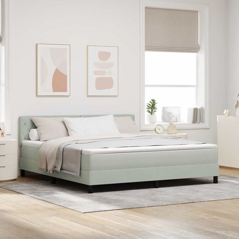 Letto Box Spring con Materasso e Luce LED Grigio Chiaro 180x200 cm Velluto Letto Box Spring con Materasso e Luce LED Grigio Chiaro 180x200 cm Velluto