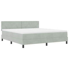 Letto Box Spring con Materasso e Luce LED Grigio Chiaro 180x200 cm Velluto