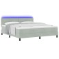 Letto Box Spring con Materasso e Luce LED Grigio Chiaro 180x200 cm Velluto Letto Box Spring con Materasso e Luce LED Grigio Chiaro 180x200 cm Velluto