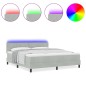 Letto Box Spring con Materasso e Luce LED Grigio Chiaro 180x200 cm Velluto Letto Box Spring con Materasso e Luce LED Grigio Chiaro 180x200 cm Velluto