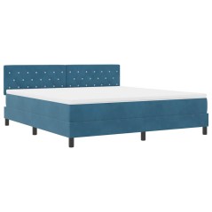 Letto a Molle con Materasso e LED Blu Scuro 180x200 cm in Velluto