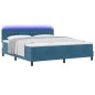 Letto a Molle con Materasso e LED Blu Scuro 180x200 cm in Velluto Letto a Molle con Materasso e LED Blu Scuro 180x200 cm in Velluto