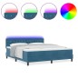 Letto a Molle con Materasso e LED Blu Scuro 180x200 cm in Velluto Letto a Molle con Materasso e LED Blu Scuro 180x200 cm in Velluto