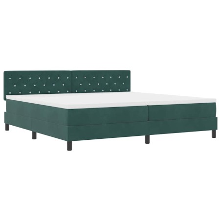 vidaXL Letto Contenitore con Materasso e LED Verde Scuro 200x200 cm Velluto