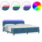 vidaXL Letto Box Spring con Materasso e LED Blu Scuro 200x200 cm Velluto