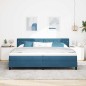 vidaXL Letto Box Spring con Materasso e LED Blu Scuro 200x200 cm Velluto