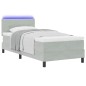 vidaXL Letto Box Spring con Materasso e Luce LED Grigio Chiaro 90x190 cm Velluto vidaXL Letto Box Spring con Materasso e Luce LED Grigio Chiaro 90x190 cm Velluto